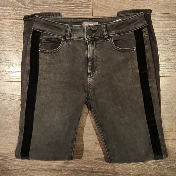 ❤ DL1961 MARGAUX INSTASCULPT ANKLE SKINNY VELVET STRIPE JEANS, 0 (25) - Picture 2 of 7